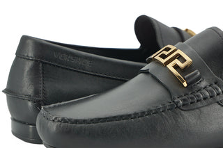 Versace Elegant Black Calf Leather Men's Loafers - Ginchy