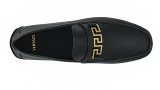 Versace Elegant Black Calf Leather Men's Loafers - Ginchy