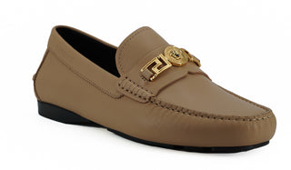 Versace Exquisite Medusa Gold-Tone Leather Loafers - Ginchy