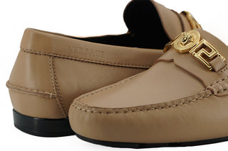 Versace Exquisite Medusa Gold-Tone Leather Loafers - Ginchy