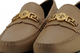 Versace Exquisite Medusa Gold-Tone Leather Loafers - Ginchy