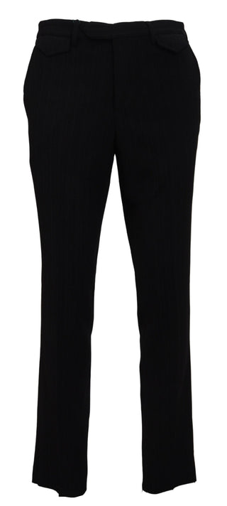 BENCIVENGA Black Cotton Straight Fit Men Formal Pants - Ginchy
