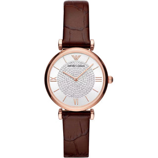Emporio Armani Elegant Bordeaux Leather Watch for Women - Ginchy