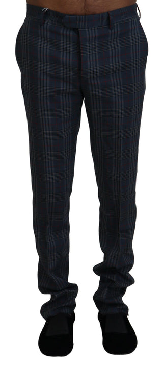 BENCIVENGA Gray Pure Wool Men Checkered Pants - Ginchy