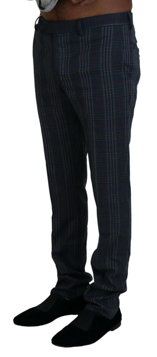 BENCIVENGA Gray Pure Wool Men Checkered Pants - Ginchy