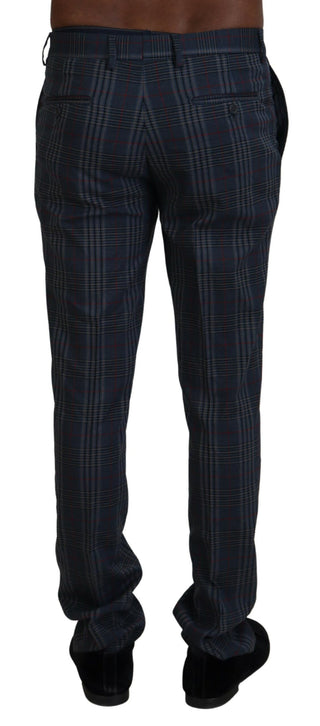 BENCIVENGA Gray Pure Wool Men Checkered Pants - Ginchy