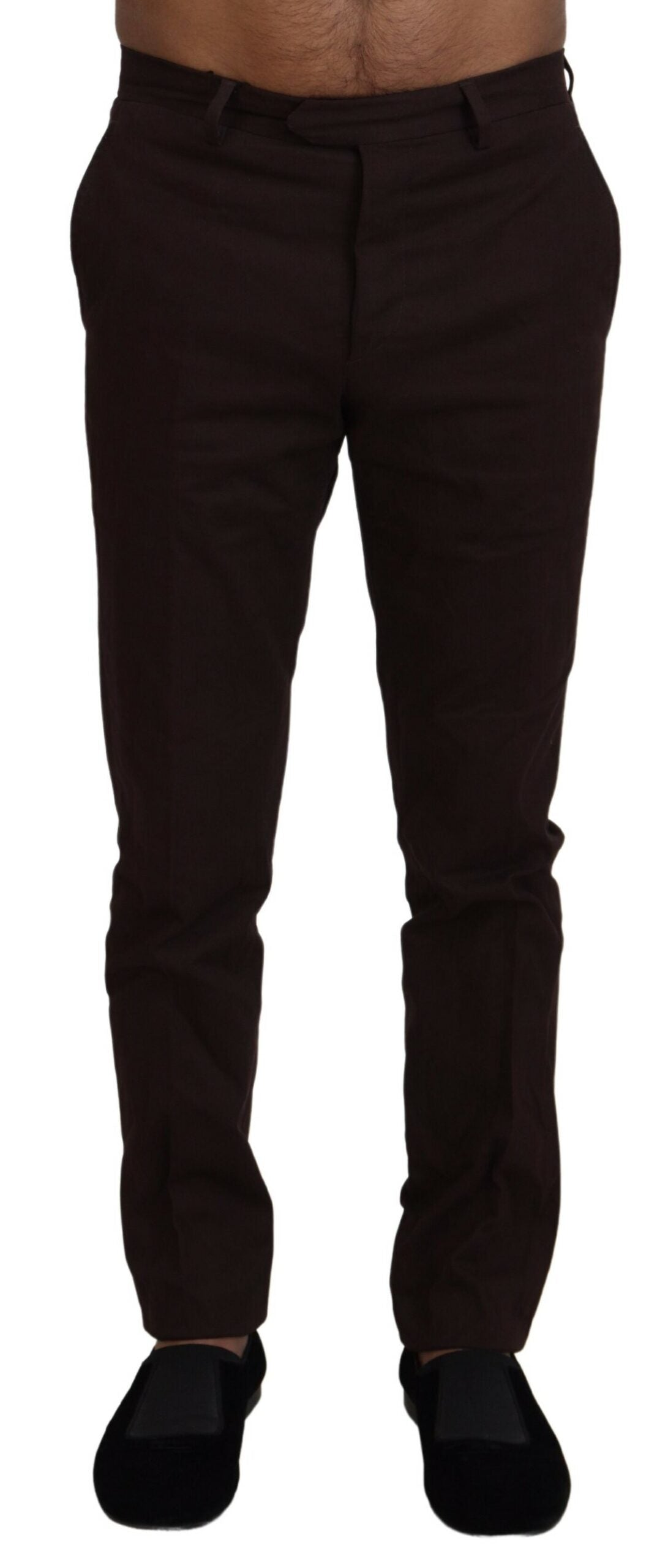 BENCIVENGA Brown Cotton Tapered Formal Men Pants - Ginchy