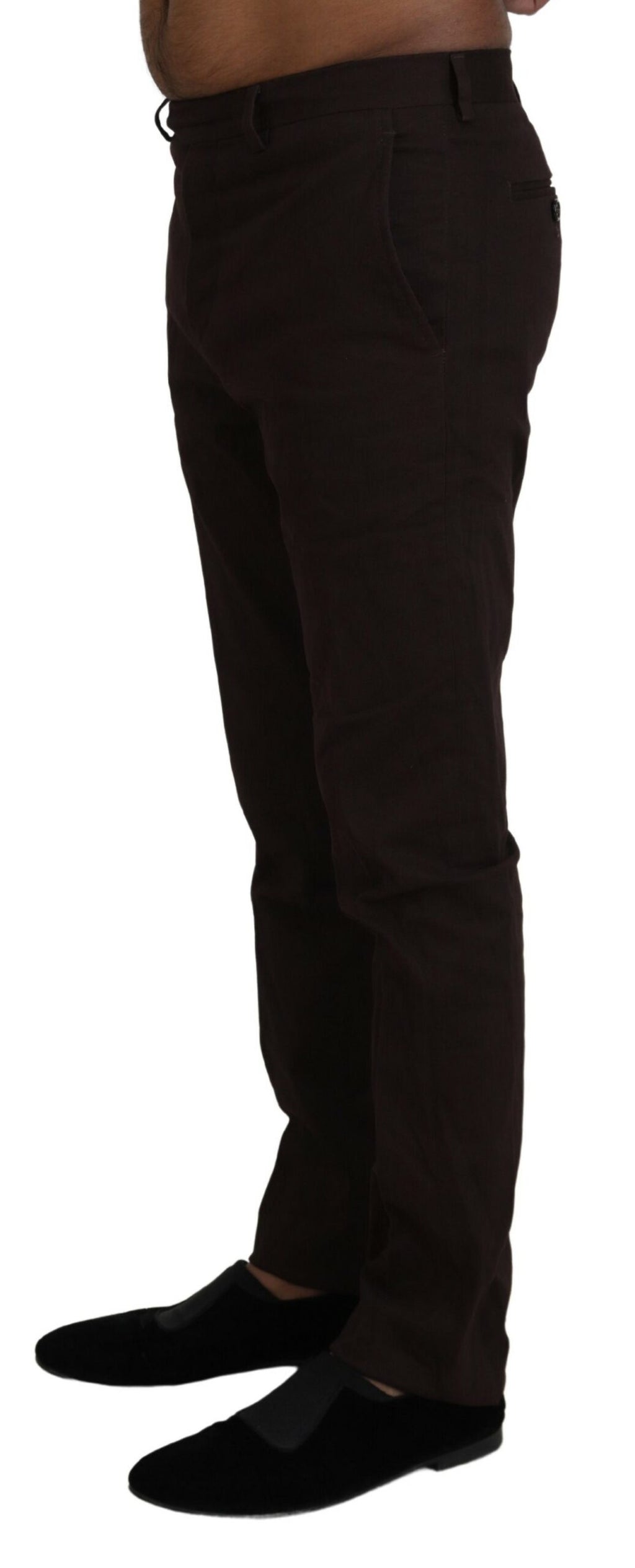 BENCIVENGA Brown Cotton Tapered Formal Men Pants - Ginchy