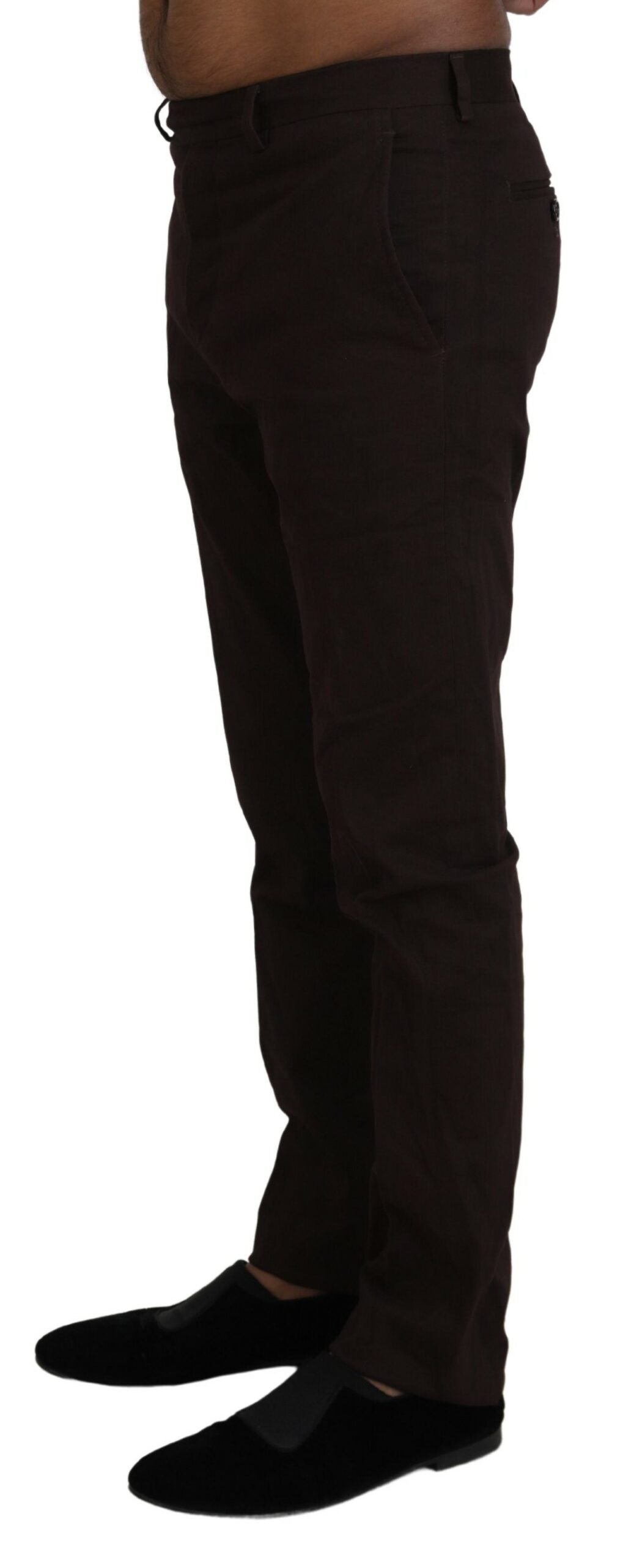 BENCIVENGA Brown Cotton Tapered Formal Men Pants - Ginchy