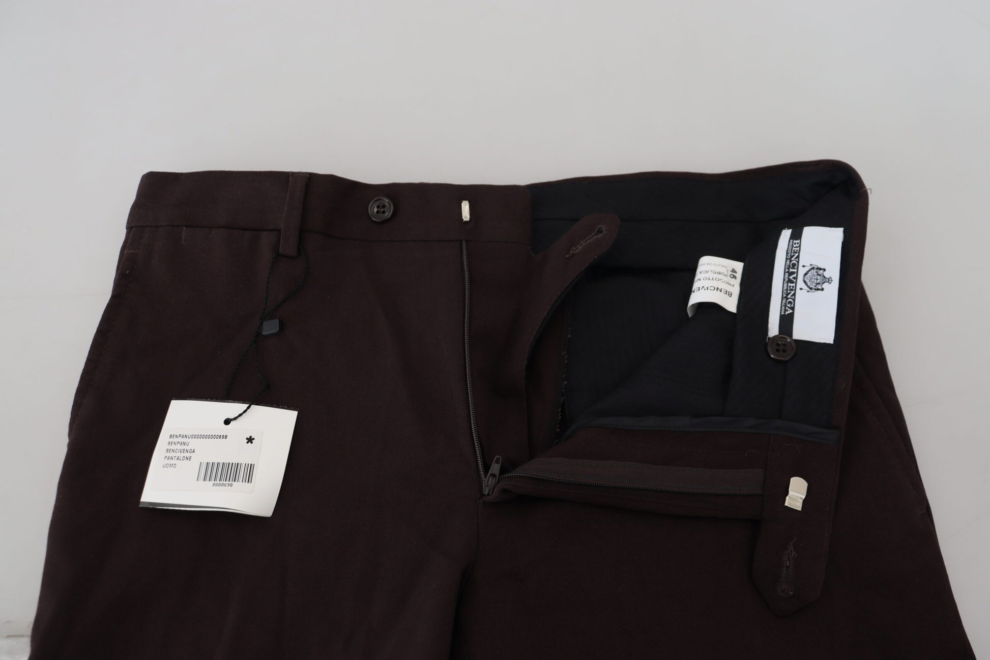 BENCIVENGA Brown Cotton Tapered Formal Men Pants - Ginchy