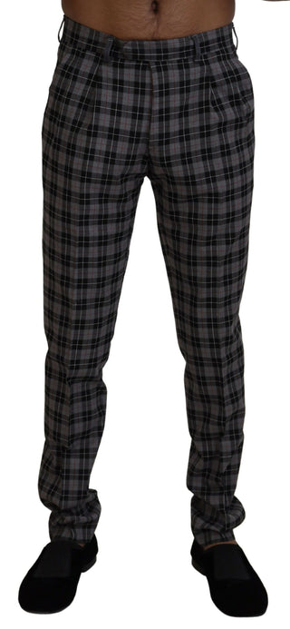 BENCIVENGA Gray Checkered Slim Fit Men Pants - Ginchy