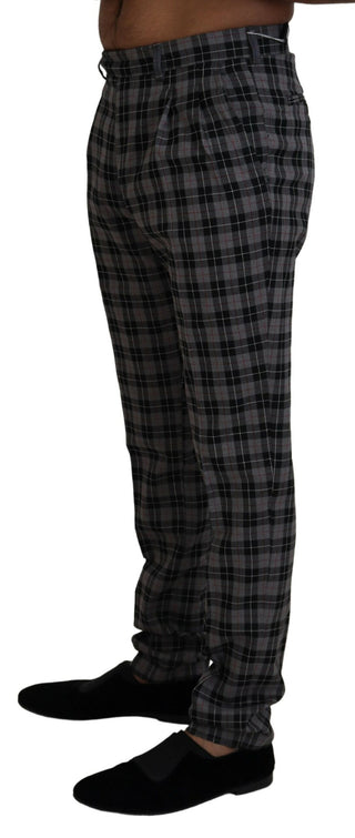 BENCIVENGA Gray Checkered Slim Fit Men Pants - Ginchy