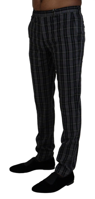 BENCIVENGA Gray Checkered Slim Fit Men Pants - Ginchy