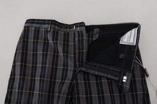 BENCIVENGA Gray Checkered Slim Fit Men Pants - Ginchy
