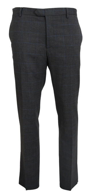 BENCIVENGA Gray Checkered Wool Dress Formal Pants - Ginchy