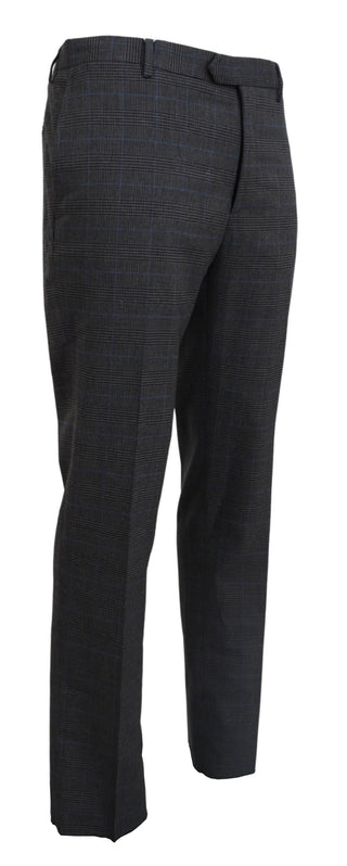 BENCIVENGA Gray Checkered Wool Dress Formal Pants - Ginchy