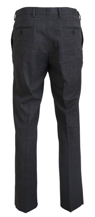 BENCIVENGA Gray Checkered Wool Dress Formal Pants - Ginchy