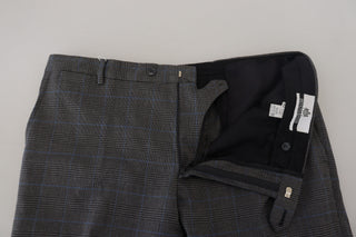 BENCIVENGA Gray Checkered Wool Dress Formal Pants - Ginchy