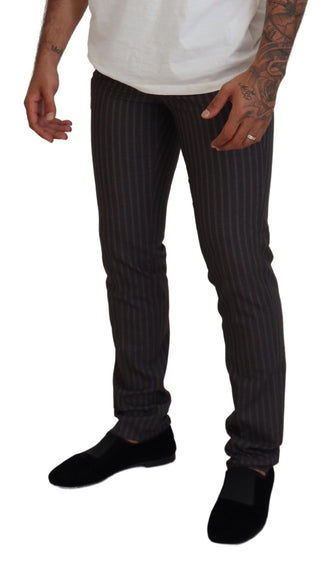 BENCIVENGA Brown Stripes Slim Fit Men Pants - Ginchy