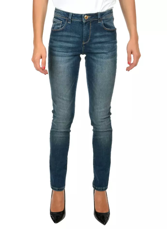 Yes Zee Blue Cotton Women's Skinny Jean - Ginchy