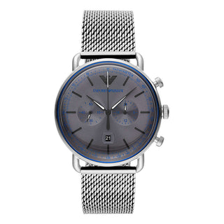 Emporio Armani Sophisticated Silver Steel Chronograph Watch - Ginchy