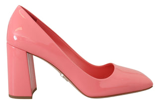 Prada Pink Patent Leather Block Heels Pumps Classic - Ginchy