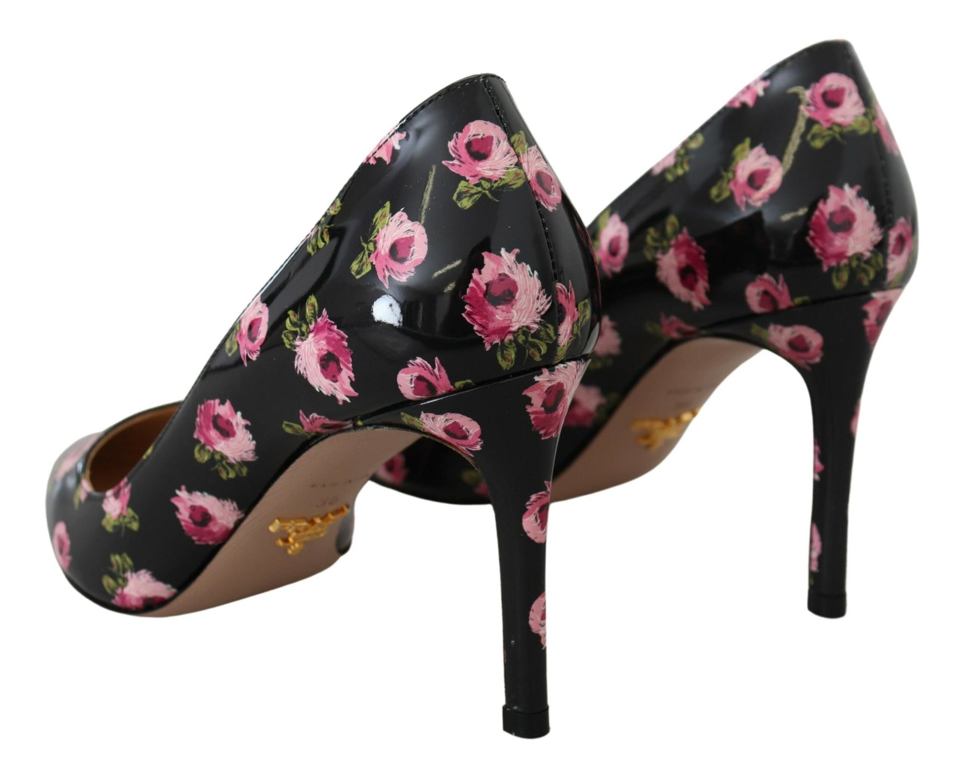 Prada Black Leather Floral Heels Stilettos Pumps - Ginchy