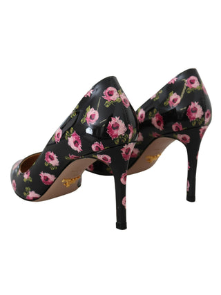 Prada Black Leather Floral Heels Stilettos Pumps - Ginchy