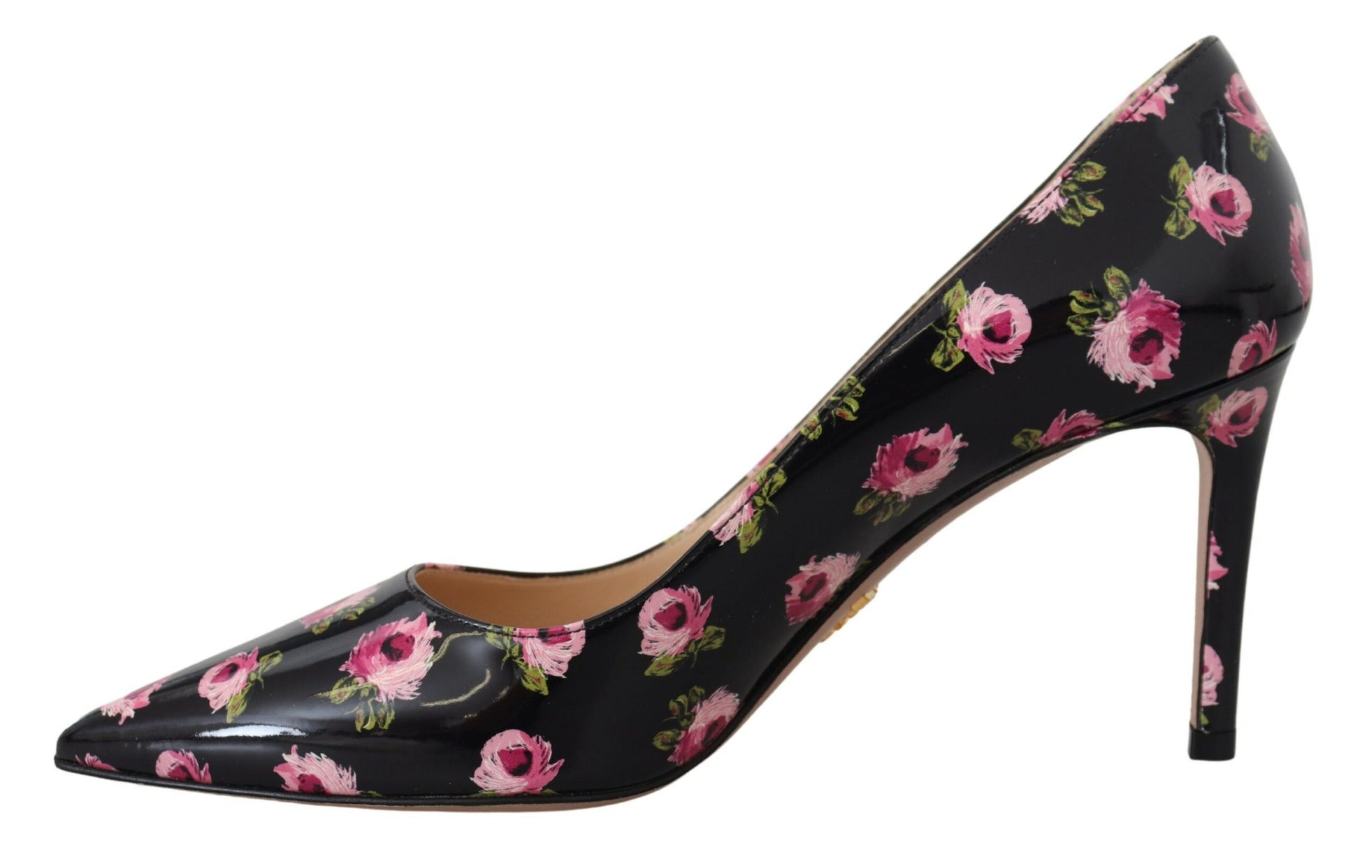 Prada Black Leather Floral Heels Stilettos Pumps - Ginchy