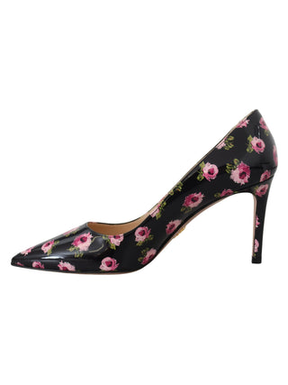 Prada Black Leather Floral Heels Stilettos Pumps - Ginchy