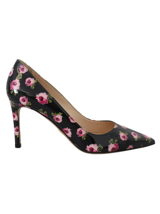 Prada Black Leather Floral Heels Stilettos Pumps - Ginchy