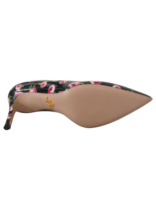 Prada Black Leather Floral Heels Stilettos Pumps - Ginchy
