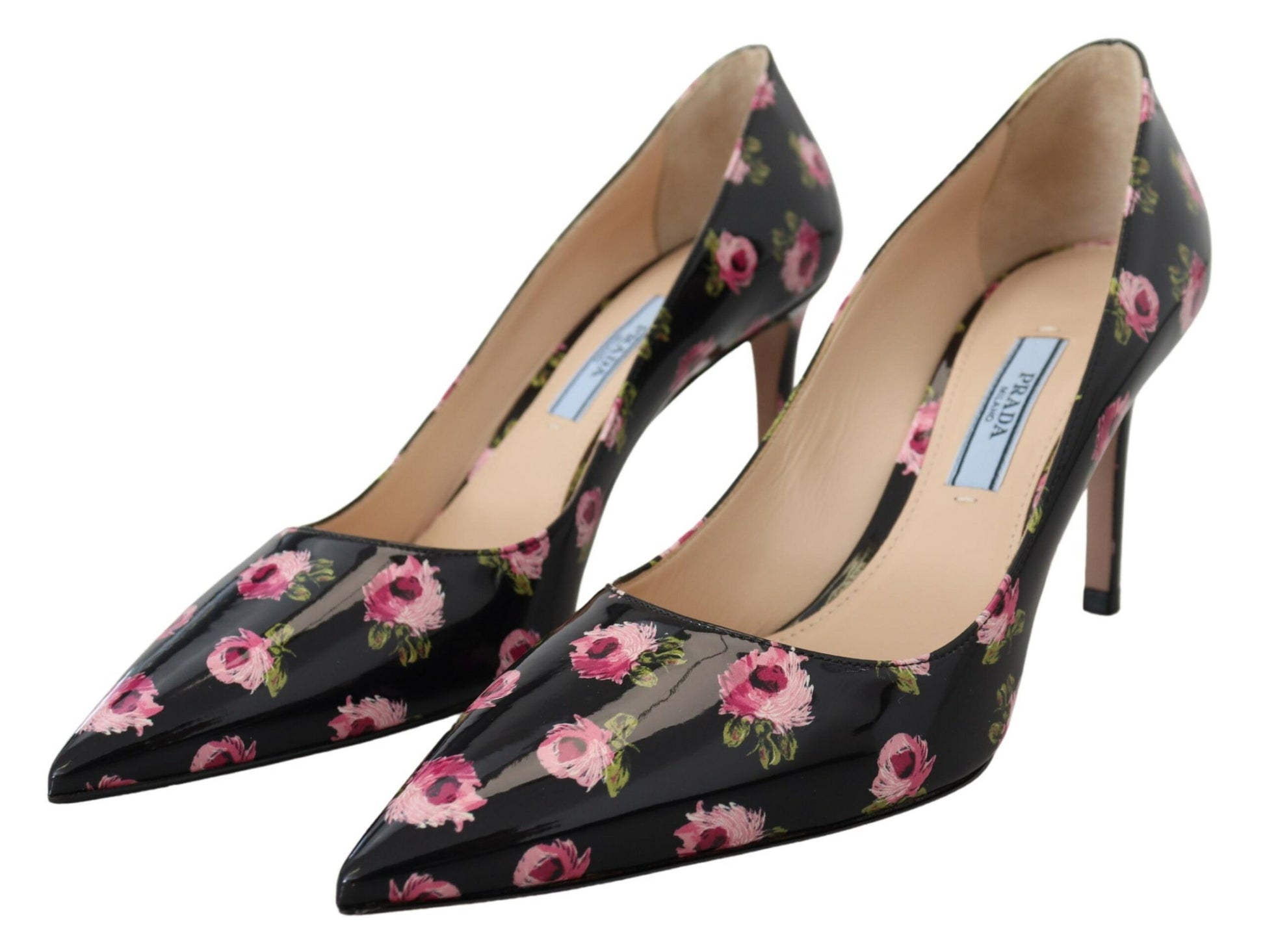 Prada Black Leather Floral Heels Stilettos Pumps - Ginchy