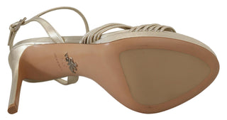 Prada Gold Leather Sandals Ankle Strap Heels Stiletto Sandal - Ginchy