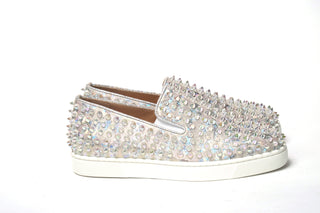 Christian Louboutin White Ab/Clear Ab Roller Boat Woman Flat Sneaker - Ginchy