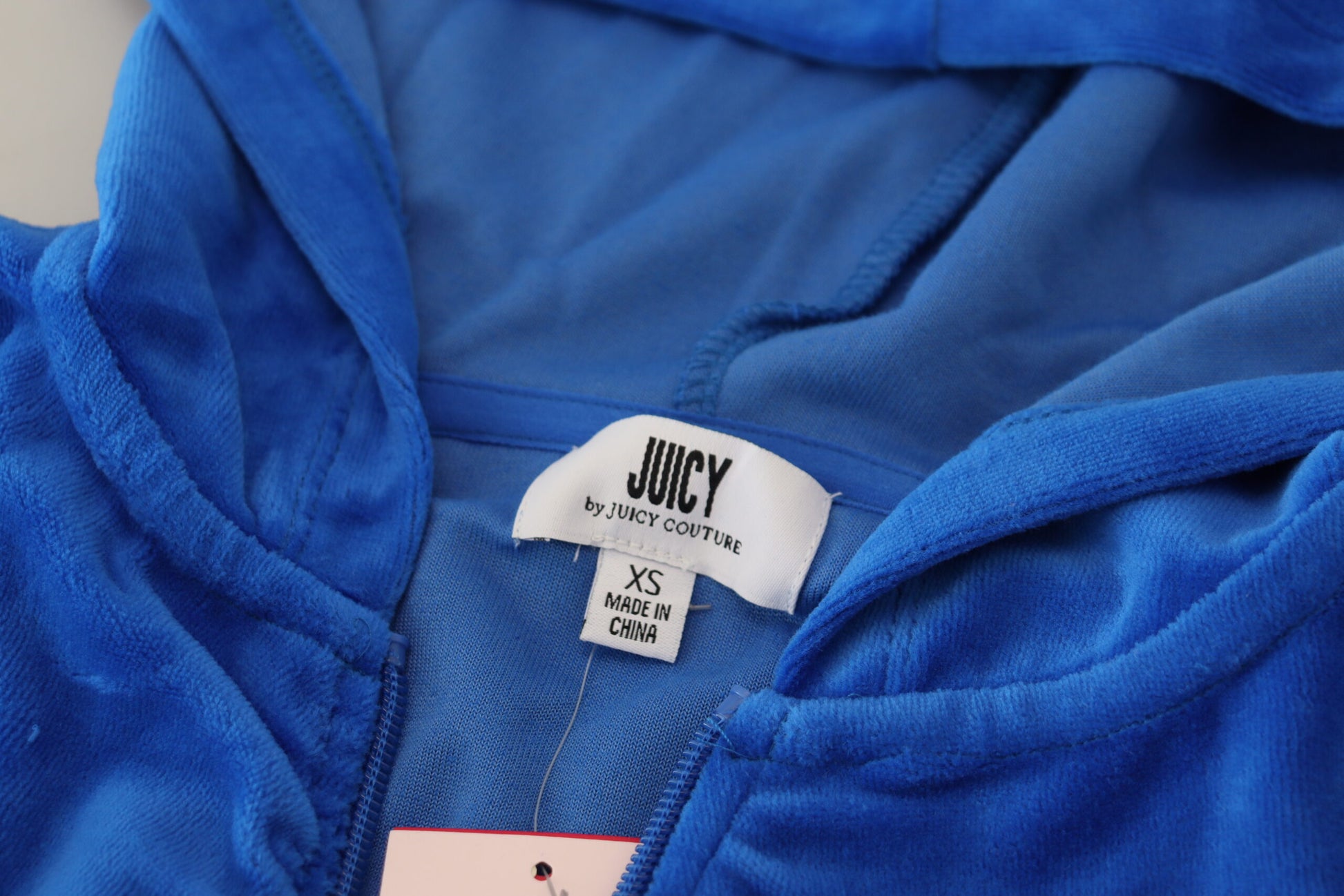 Juicy Couture Blue Cotton Full Zip Cropped Hooded Sweatshirt Sweater - Ginchy