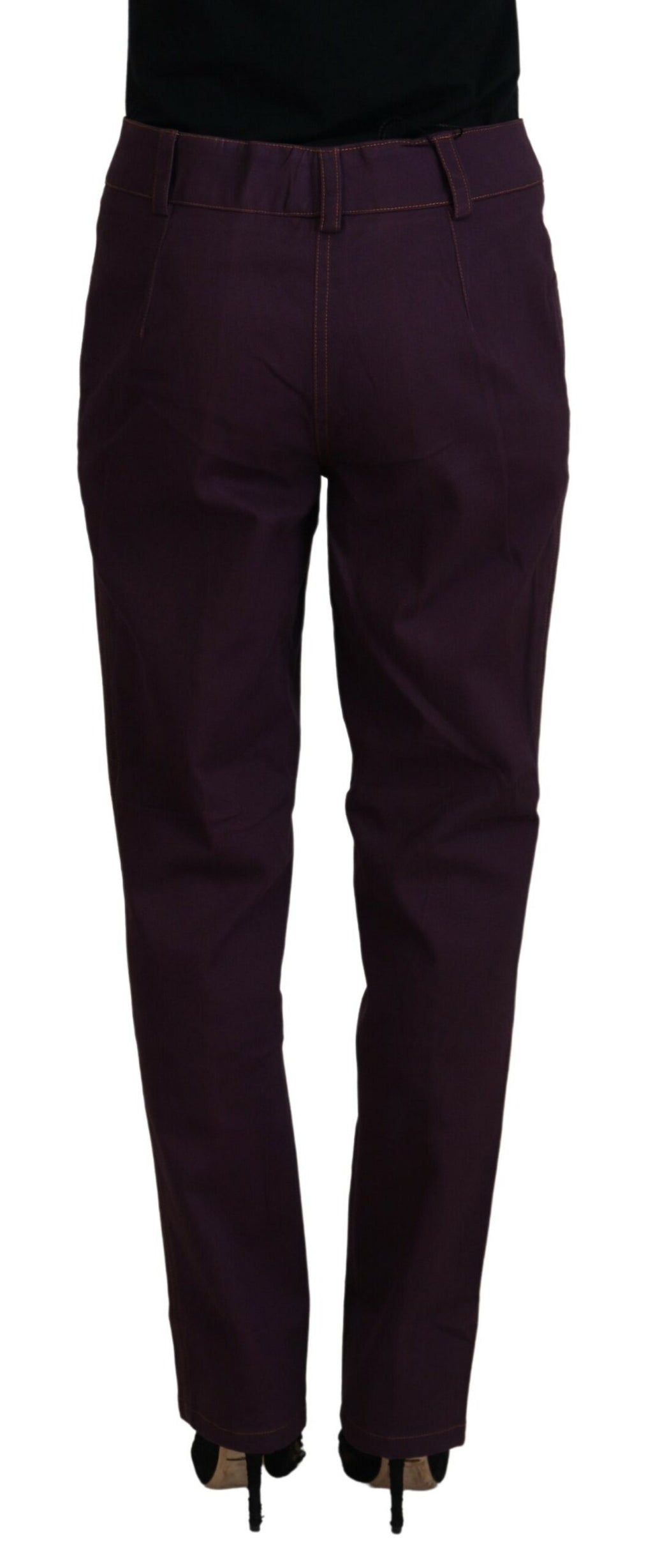 BENCIVENGA Purple Cotton Mid Waist Women Tapered Pants - Ginchy