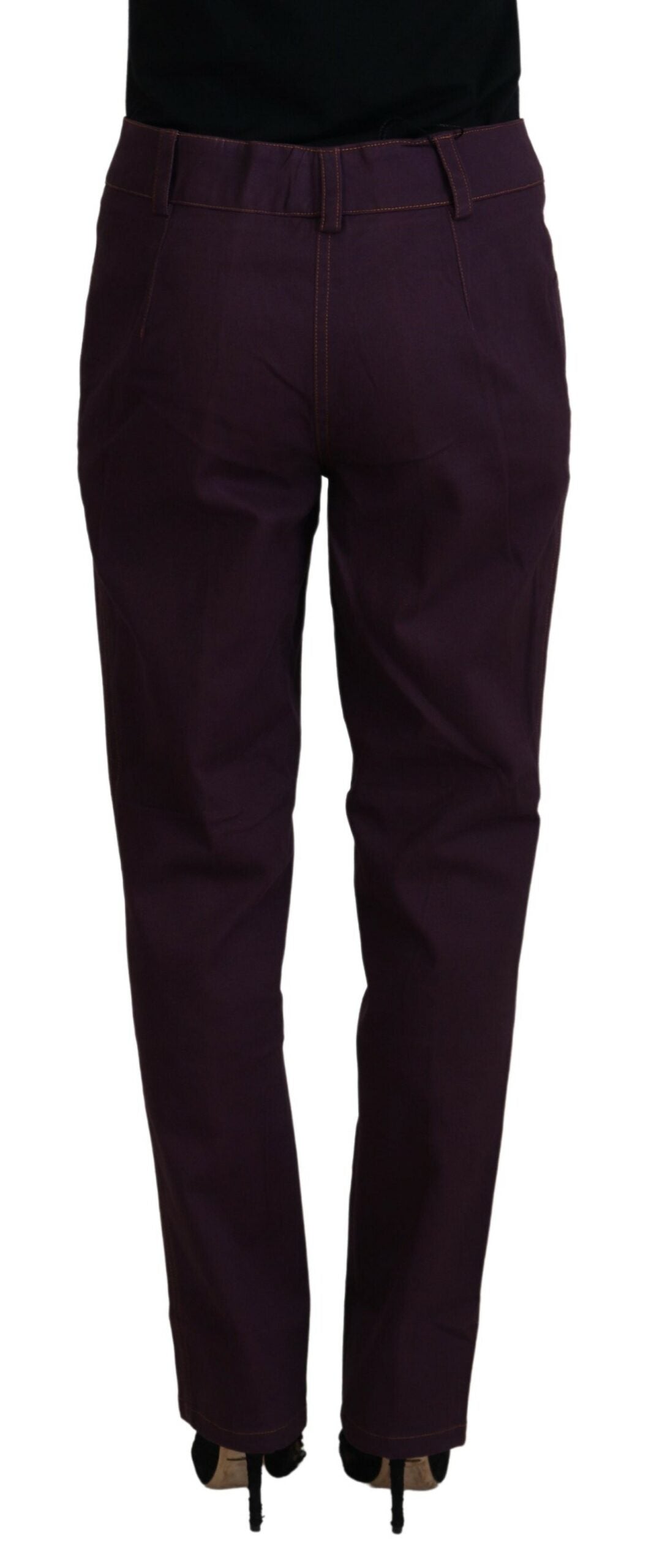 BENCIVENGA Purple Cotton Mid Waist Women Tapered Pants - Ginchy
