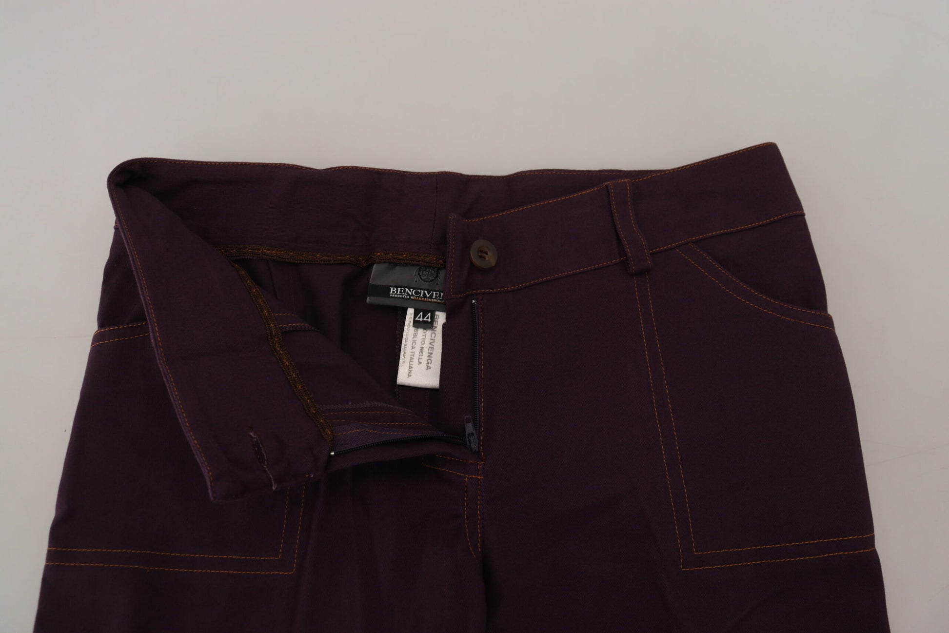 BENCIVENGA Purple Cotton Mid Waist Women Tapered Pants - Ginchy