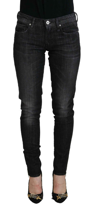 Fiorucci Black Cotton Low Waist Skinny Women Casual Jeans