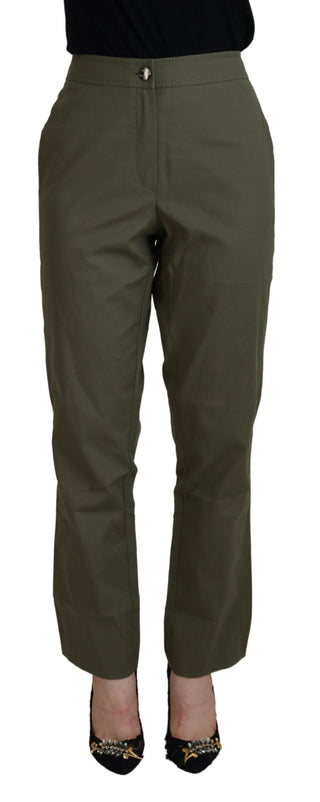 LAUREL Green Cotton High Waist Women Tapered Pants - Ginchy
