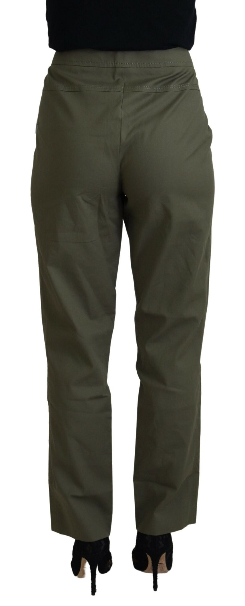 LAUREL Green Cotton High Waist Women Tapered Pants - Ginchy