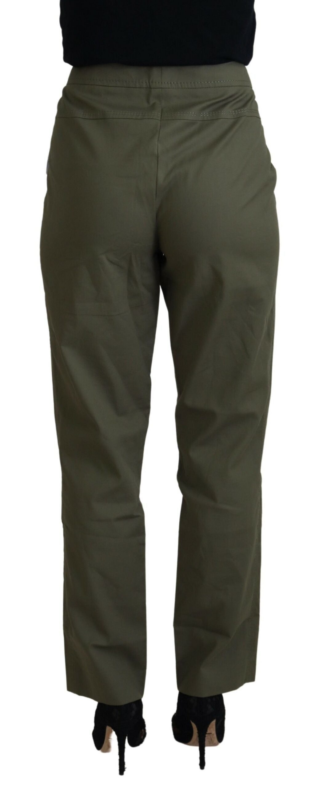 LAUREL Green Cotton High Waist Women Tapered Pants - Ginchy