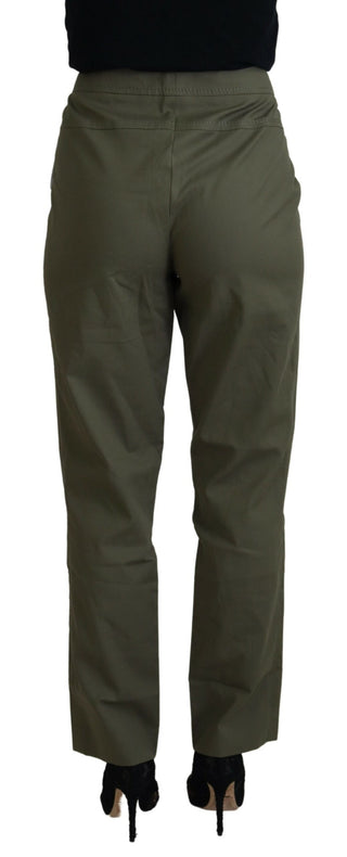 LAUREL Green Cotton High Waist Women Tapered Pants - Ginchy