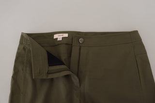 LAUREL Green Cotton High Waist Women Tapered Pants - Ginchy