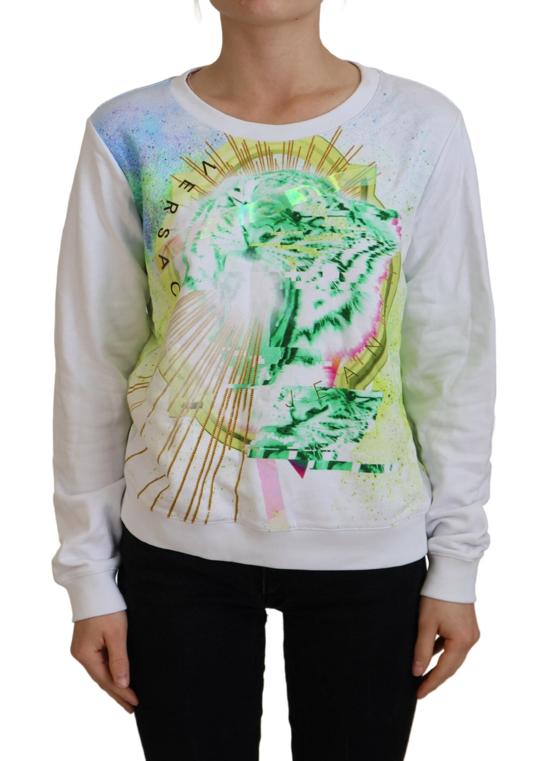 Versace Jeans White Graphic Print Long Sleeves Sweater - Ginchy