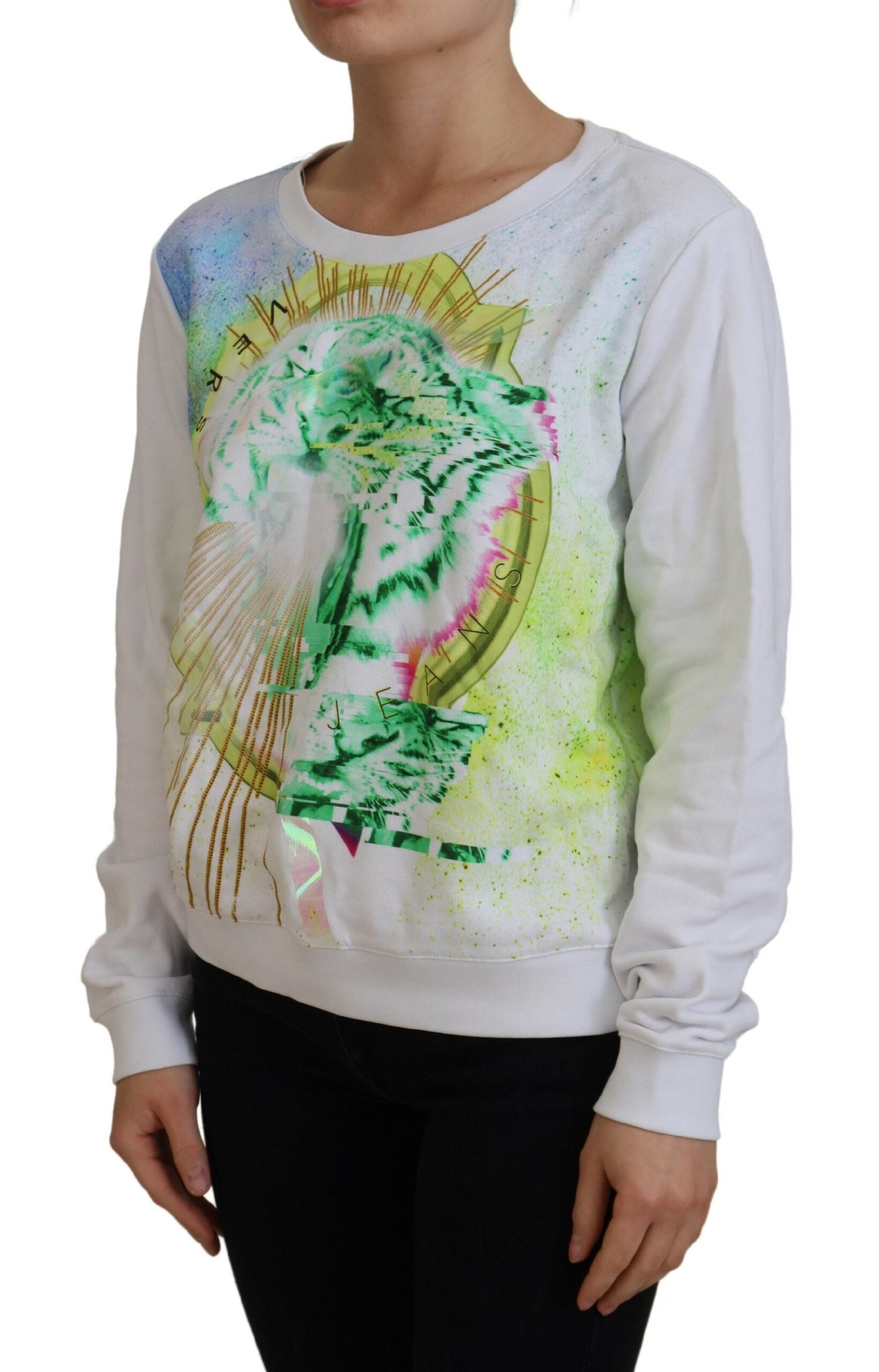 Versace Jeans White Graphic Print Long Sleeves Sweater - Ginchy