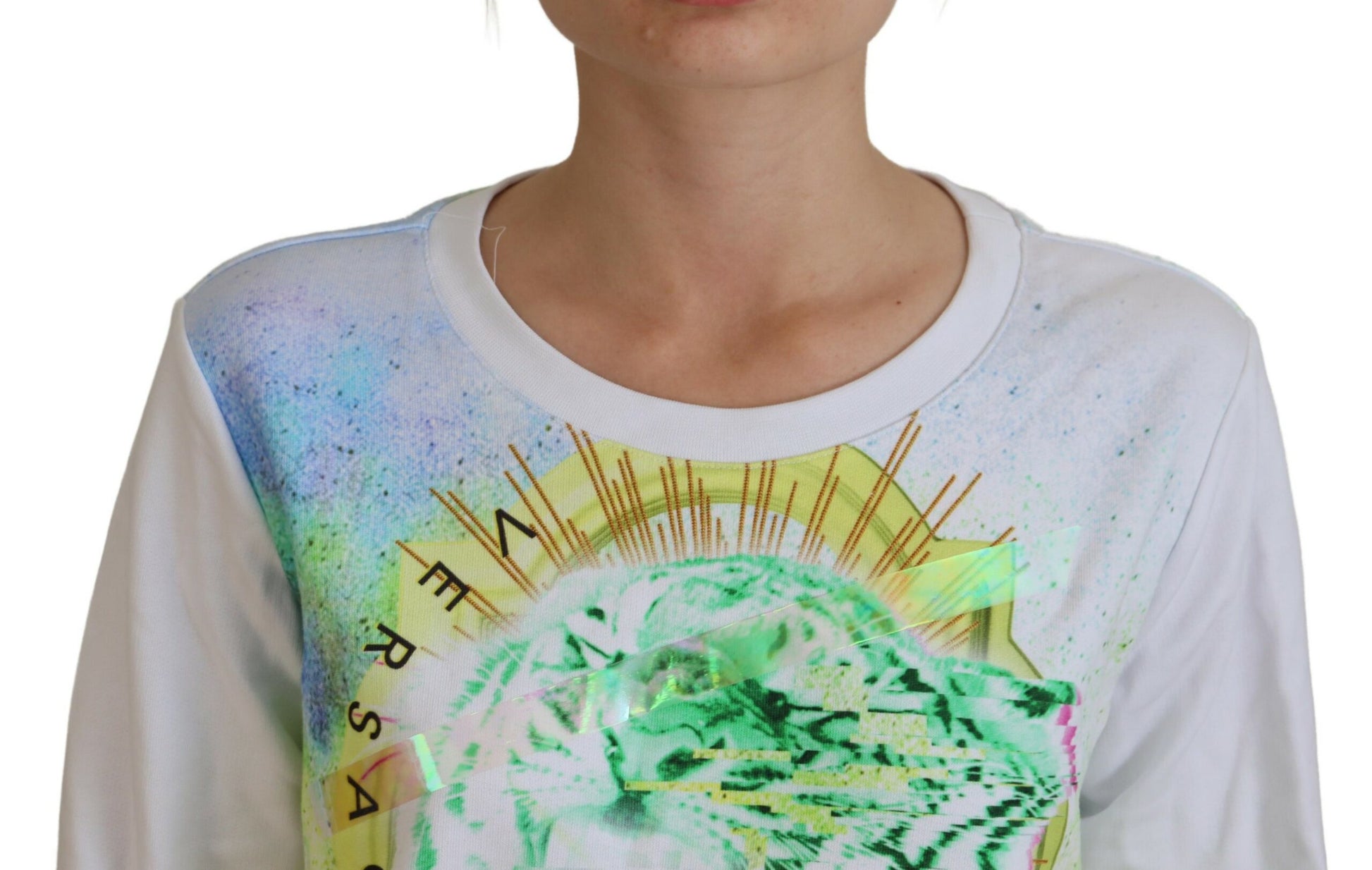 Versace Jeans White Graphic Print Long Sleeves Sweater - Ginchy