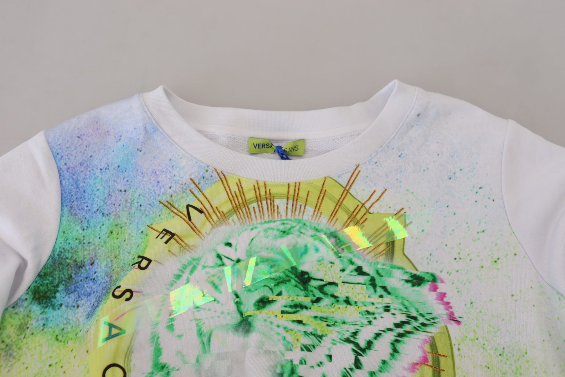 Versace Jeans White Graphic Print Long Sleeves Sweater - Ginchy