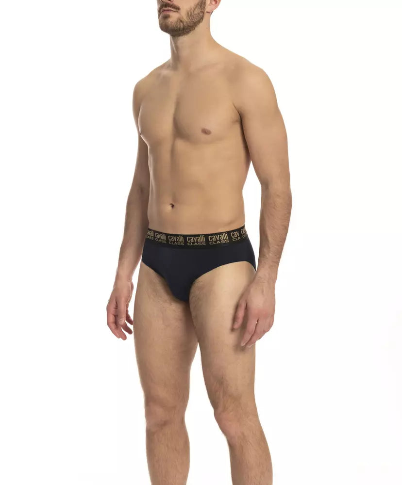 Cavalli Class Blue Cotton Men's Brief Pair - Ginchy
